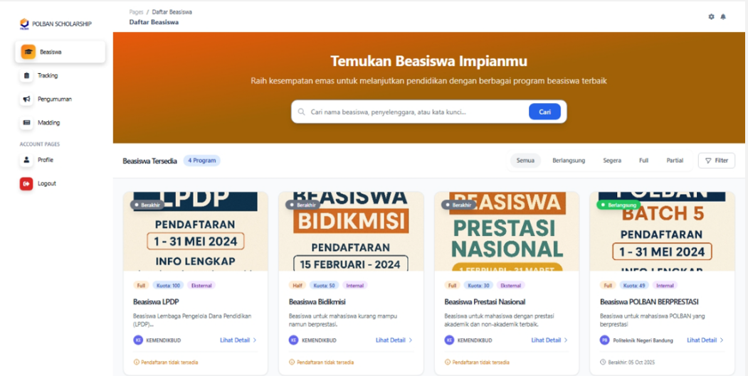 Platform Pengajuan Beasiswa POLBAN