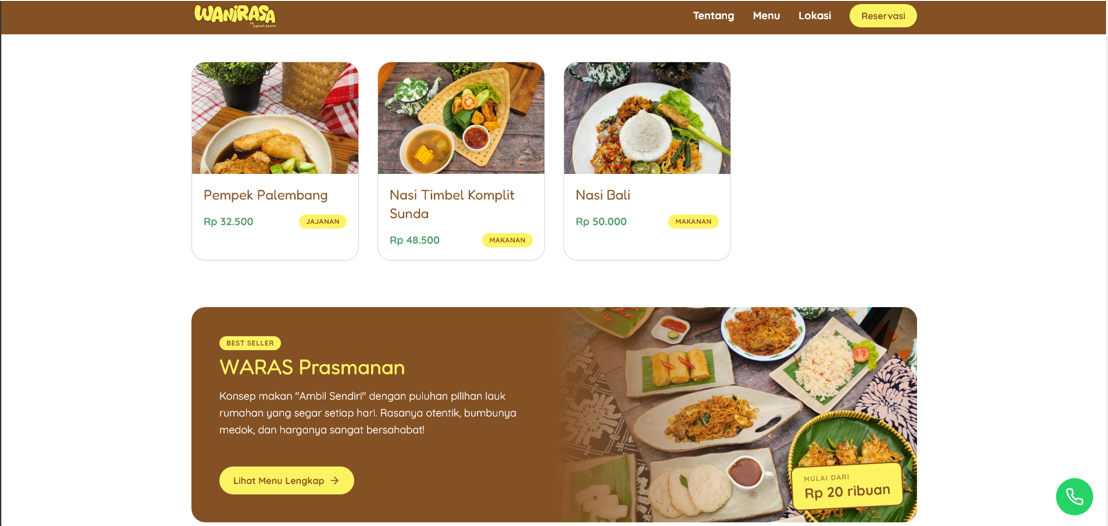 Website Restoran WaniRasa (Oemah Ageng)